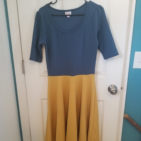 Lularoe dress yellow and blue - Picture 1 of 1